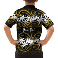 Personalised Cook Islands Manihiki Family Matching Off Shoulder Short Dress and Hawaiian Shirt Tiare Maori Polynesian Waves Tattoo LT14 - Polynesian Pride