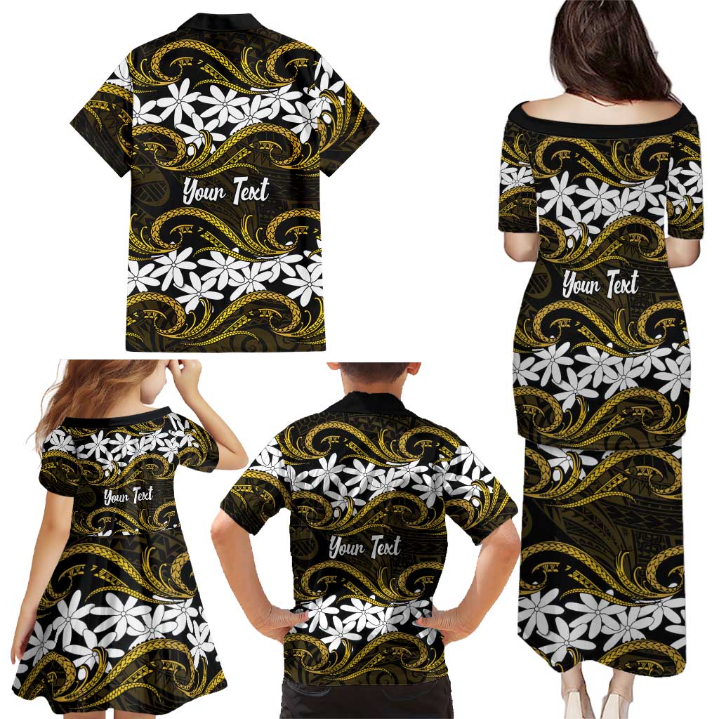 Personalised Cook Islands Manihiki Family Matching Puletasi and Hawaiian Shirt Tiare Maori Polynesian Waves Tattoo LT14 - Polynesian Pride