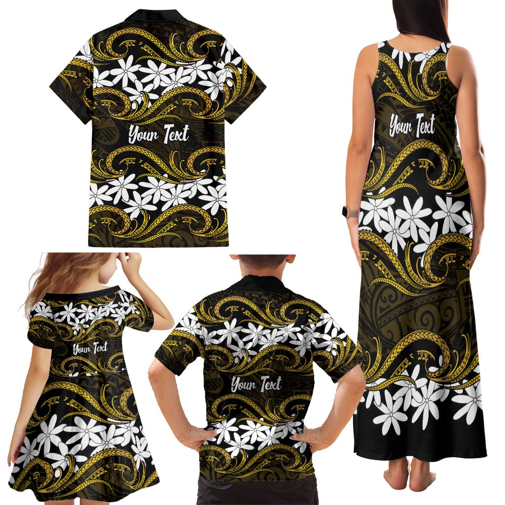 Personalised Cook Islands Manihiki Family Matching Tank Maxi Dress and Hawaiian Shirt Tiare Maori Polynesian Waves Tattoo LT14 - Polynesian Pride