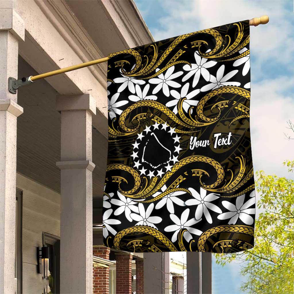 Personalised Cook Islands Manihiki Garden Flag Tiare Maori Polynesian Waves Tattoo