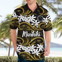 Personalised Cook Islands Manihiki Hawaiian Shirt Tiare Maori Polynesian Waves Tattoo