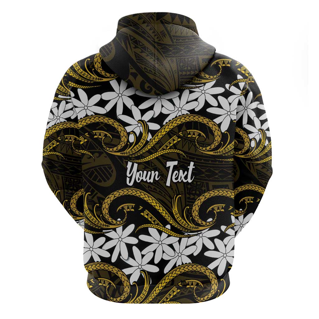 Personalised Cook Islands Manihiki Hoodie Tiare Maori Polynesian Waves Tattoo