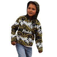 Personalised Cook Islands Manihiki Kid Hoodie Tiare Maori Polynesian Waves Tattoo