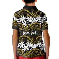 Personalised Cook Islands Manihiki Kid Polo Shirt Tiare Maori Polynesian Waves Tattoo