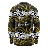 Personalised Cook Islands Manihiki Long Sleeve Shirt Tiare Maori Polynesian Waves Tattoo LT14 - Polynesian Pride