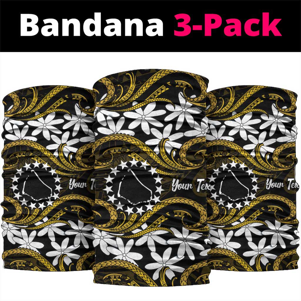 Personalised Cook Islands Manihiki Neck Gaiter Tiare Maori Polynesian Waves Tattoo