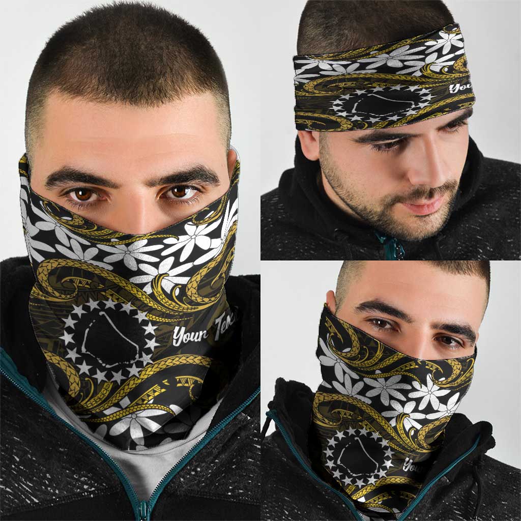 Personalised Cook Islands Manihiki Neck Gaiter Tiare Maori Polynesian Waves Tattoo