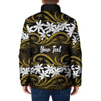 Personalised Cook Islands Manihiki Padded Jacket Tiare Maori Polynesian Waves Tattoo