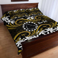 Personalised Cook Islands Manihiki Quilt Bed Set Tiare Maori Polynesian Waves Tattoo