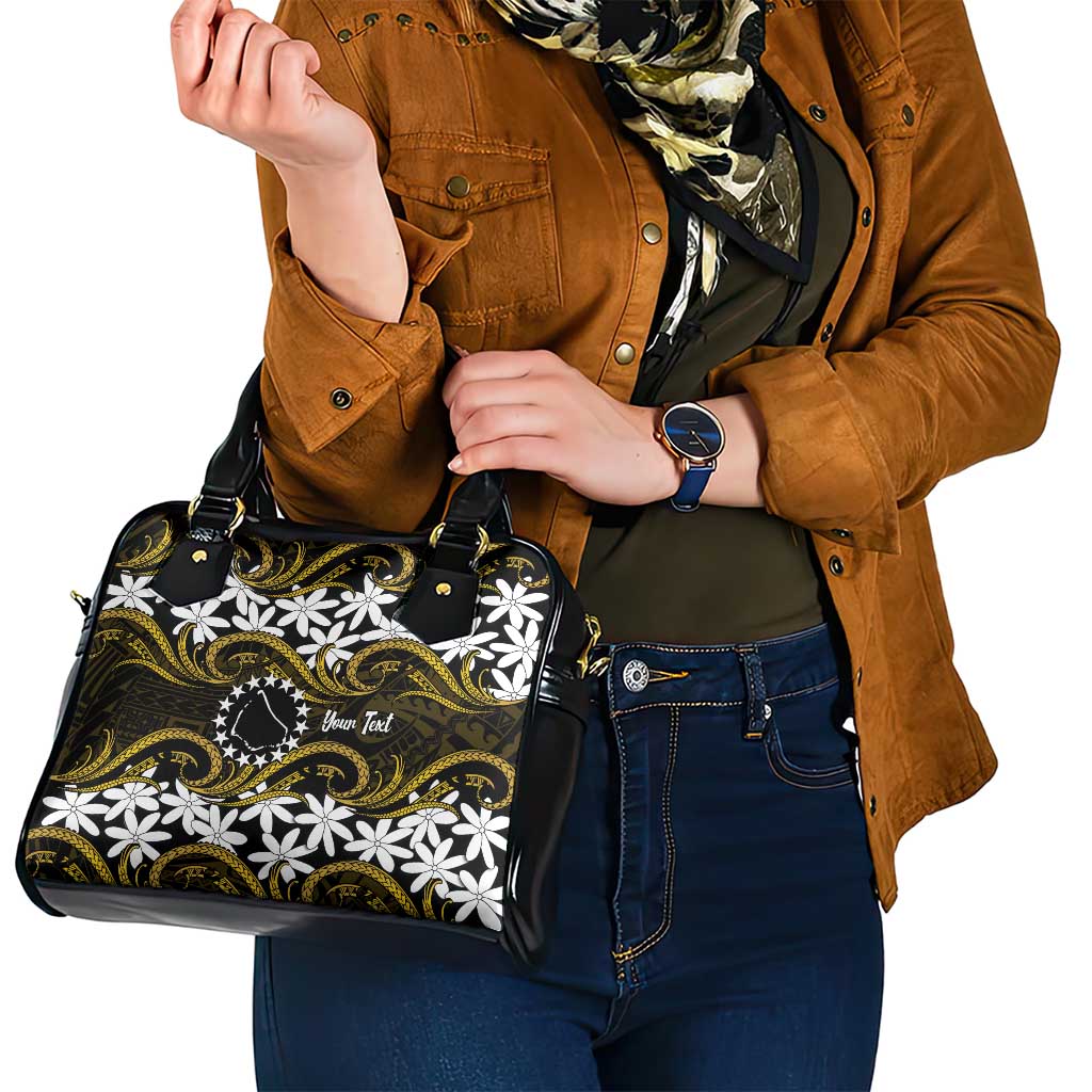 Personalised Cook Islands Manihiki Shoulder Handbag Tiare Maori Polynesian Waves Tattoo