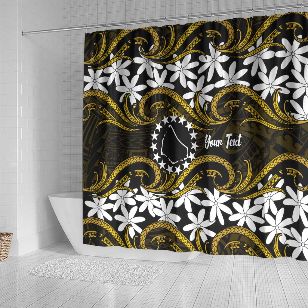 Personalised Cook Islands Manihiki Shower Curtain Tiare Maori Polynesian Waves Tattoo LT14 - Polynesian Pride