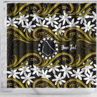 Personalised Cook Islands Manihiki Shower Curtain Tiare Maori Polynesian Waves Tattoo LT14 - Polynesian Pride