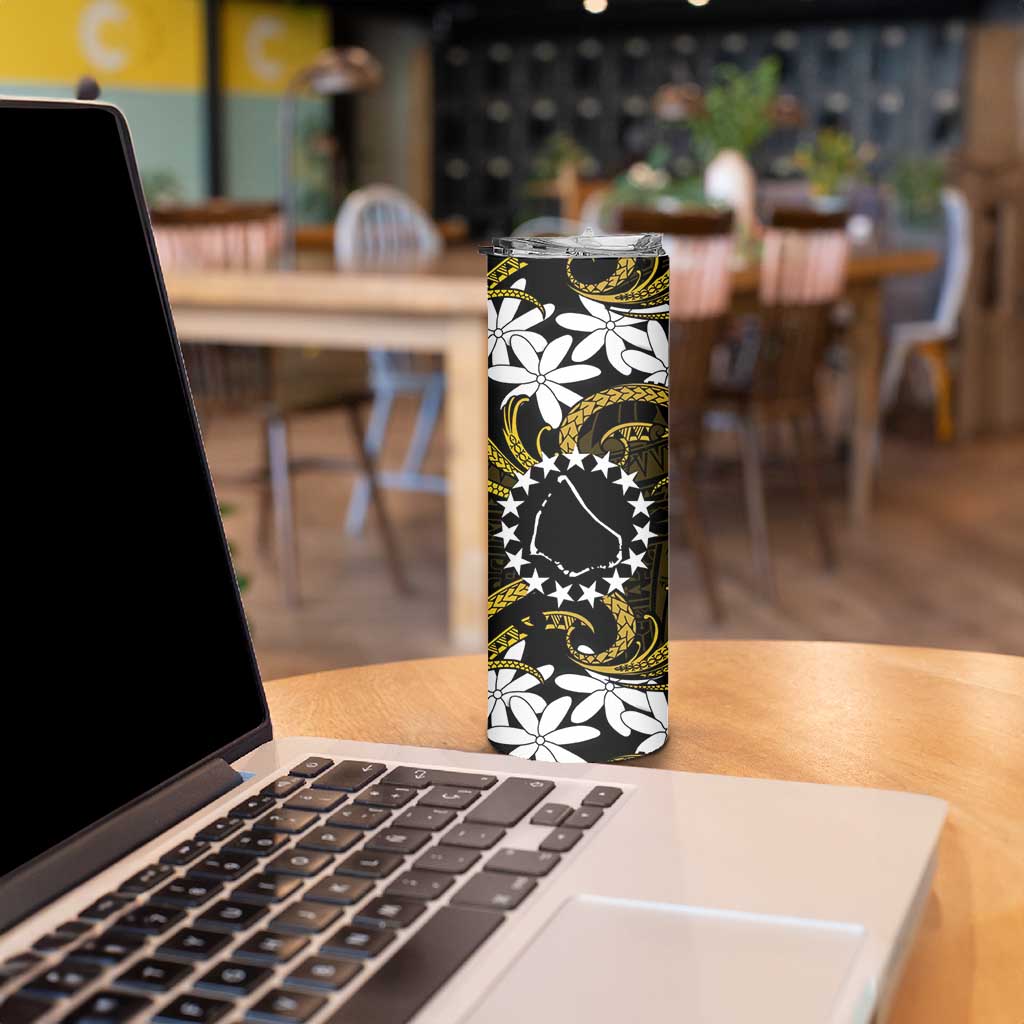 Personalised Cook Islands Manihiki Skinny Tumbler Tiare Maori Polynesian Waves Tattoo LT14 - Polynesian Pride