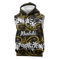 Personalised Cook Islands Manihiki Sleeveless Hoodie Tiare Maori Polynesian Waves Tattoo