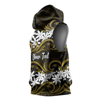 Personalised Cook Islands Manihiki Sleeveless Hoodie Tiare Maori Polynesian Waves Tattoo