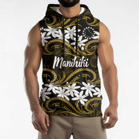 Personalised Cook Islands Manihiki Sleeveless Hoodie Tiare Maori Polynesian Waves Tattoo