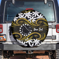 Personalised Cook Islands Manihiki Spare Tire Cover Tiare Maori Polynesian Waves Tattoo