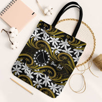 Personalised Cook Islands Manihiki Tote Bag Tiare Maori Polynesian Waves Tattoo