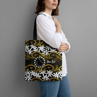 Personalised Cook Islands Manihiki Tote Bag Tiare Maori Polynesian Waves Tattoo