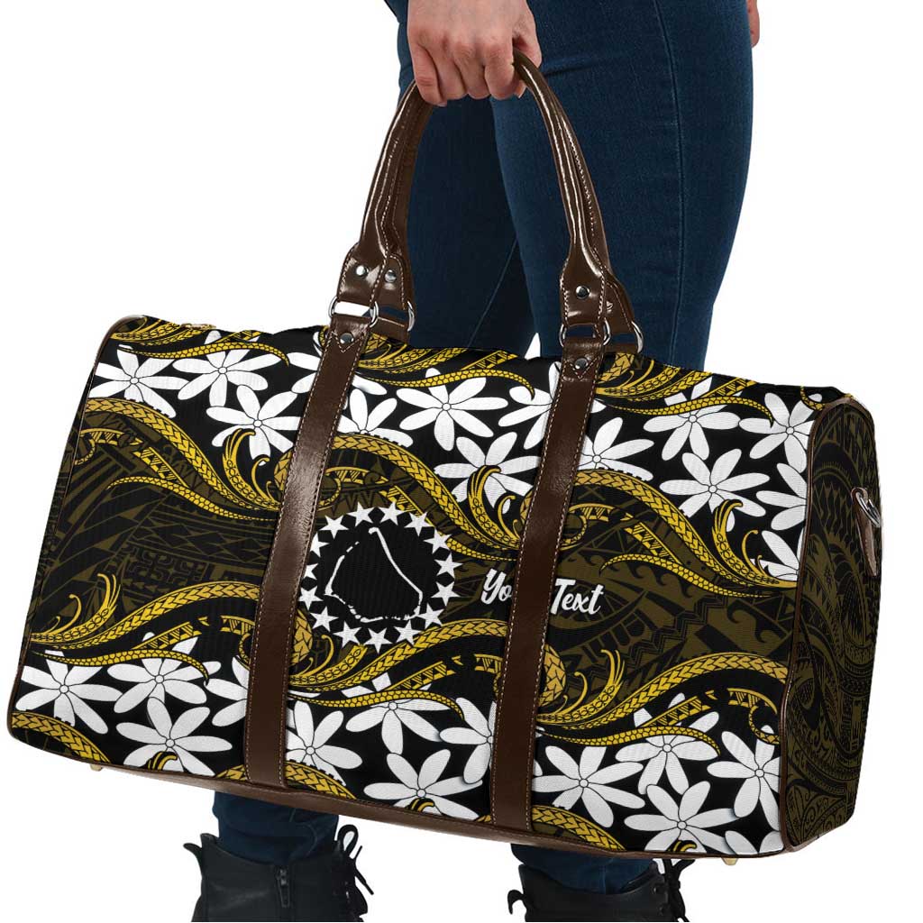 Personalised Cook Islands Manihiki Travel Bag Tiare Maori Polynesian Waves Tattoo