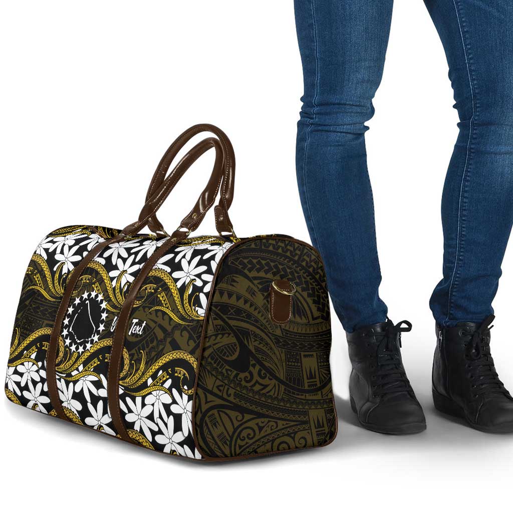 Personalised Cook Islands Manihiki Travel Bag Tiare Maori Polynesian Waves Tattoo