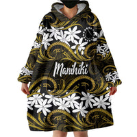 Personalised Cook Islands Manihiki Wearable Blanket Hoodie Tiare Maori Polynesian Waves Tattoo