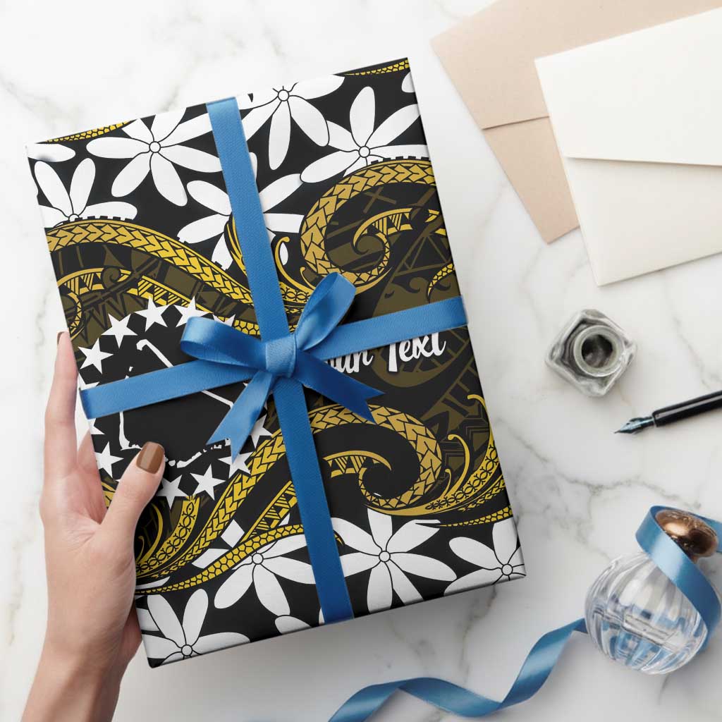Personalised Cook Islands Manihiki Wrapping Paper Tiare Maori Polynesian Waves Tattoo