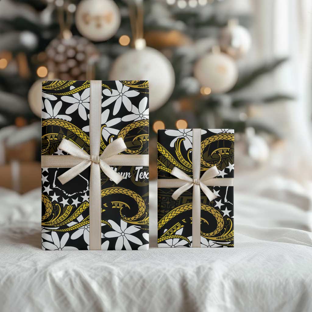 Personalised Cook Islands Manihiki Wrapping Paper Tiare Maori Polynesian Waves Tattoo