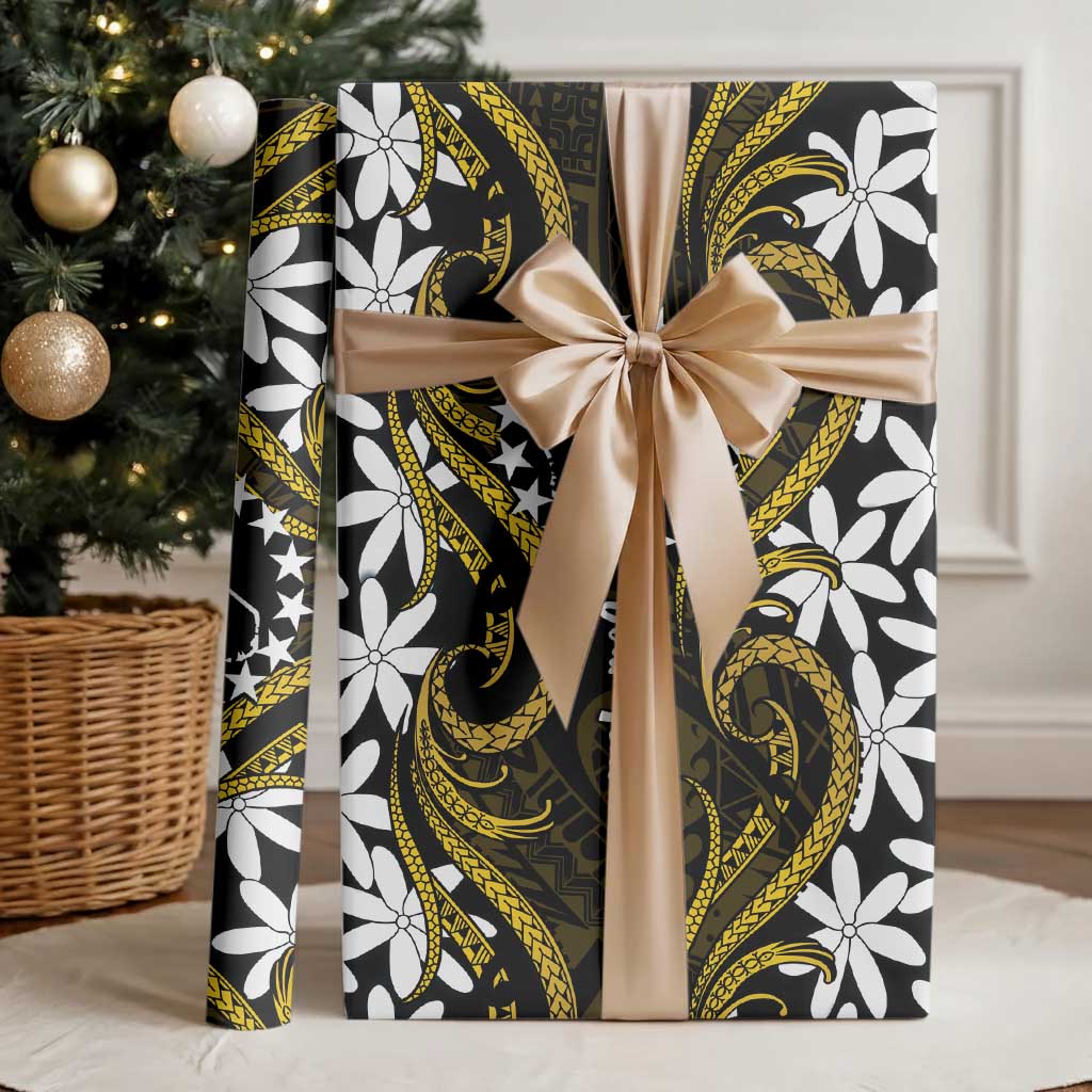 Personalised Cook Islands Manihiki Wrapping Paper Tiare Maori Polynesian Waves Tattoo