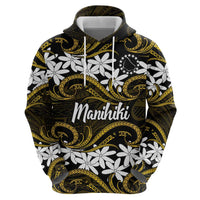 Personalised Cook Islands Manihiki Zip Hoodie Tiare Maori Polynesian Waves Tattoo