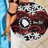 Personalised Cook Islands Atiu Enuamanu Beach Blanket Tiare Maori Polynesian Waves Tattoo