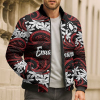 Personalised Cook Islands Atiu Enuamanu Bomber Puffer Jacket Tiare Maori Polynesian Waves Tattoo