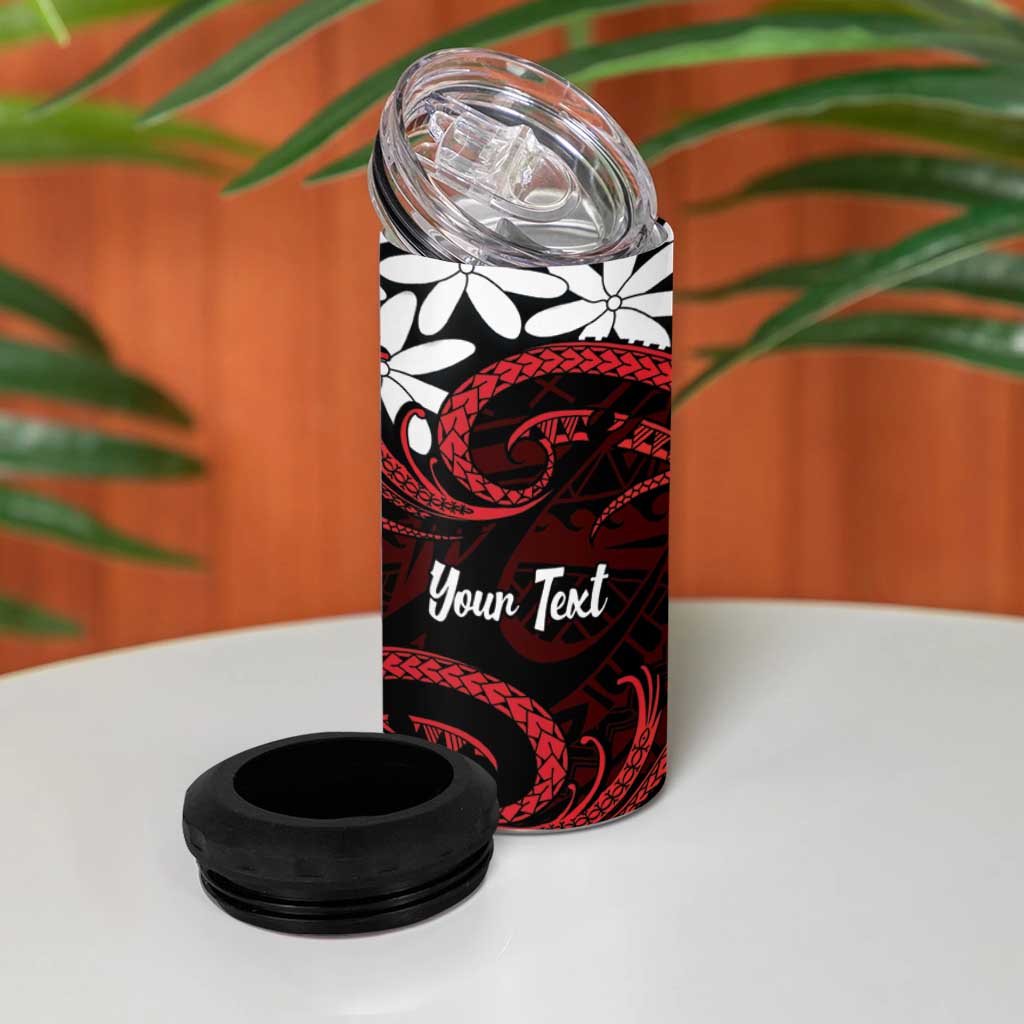 Personalised Cook Islands Atiu Enuamanu 4 in 1 Can Cooler Tumbler Tiare Maori Polynesian Waves Tattoo LT14 - Polynesian Pride
