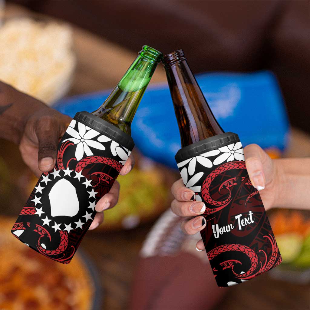 Personalised Cook Islands Atiu Enuamanu 4 in 1 Can Cooler Tumbler Tiare Maori Polynesian Waves Tattoo LT14 - Polynesian Pride