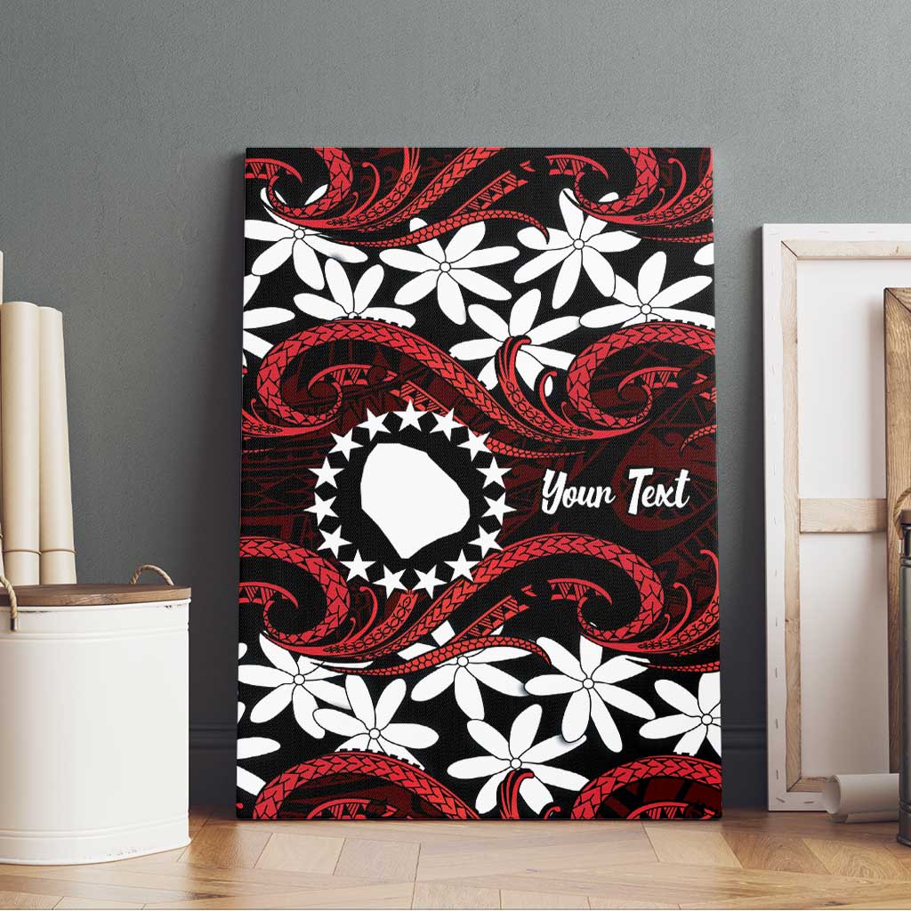 Personalised Cook Islands Atiu Enuamanu Canvas Wall Art Tiare Maori Polynesian Waves Tattoo