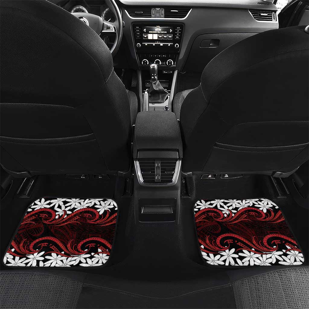 Personalised Cook Islands Atiu Enuamanu Car Mats Tiare Maori Polynesian Waves Tattoo