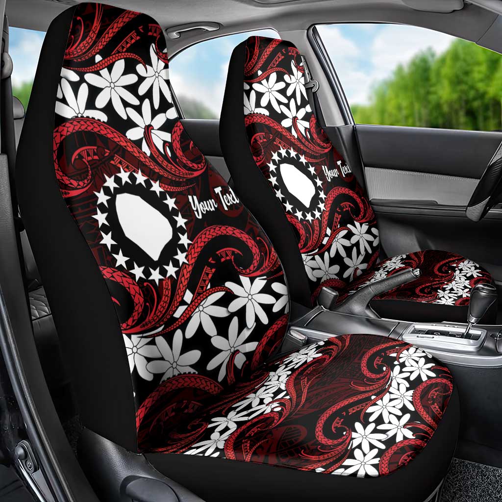 Personalised Cook Islands Atiu Enuamanu Car Seat Cover Tiare Maori Polynesian Waves Tattoo LT14 - Polynesian Pride