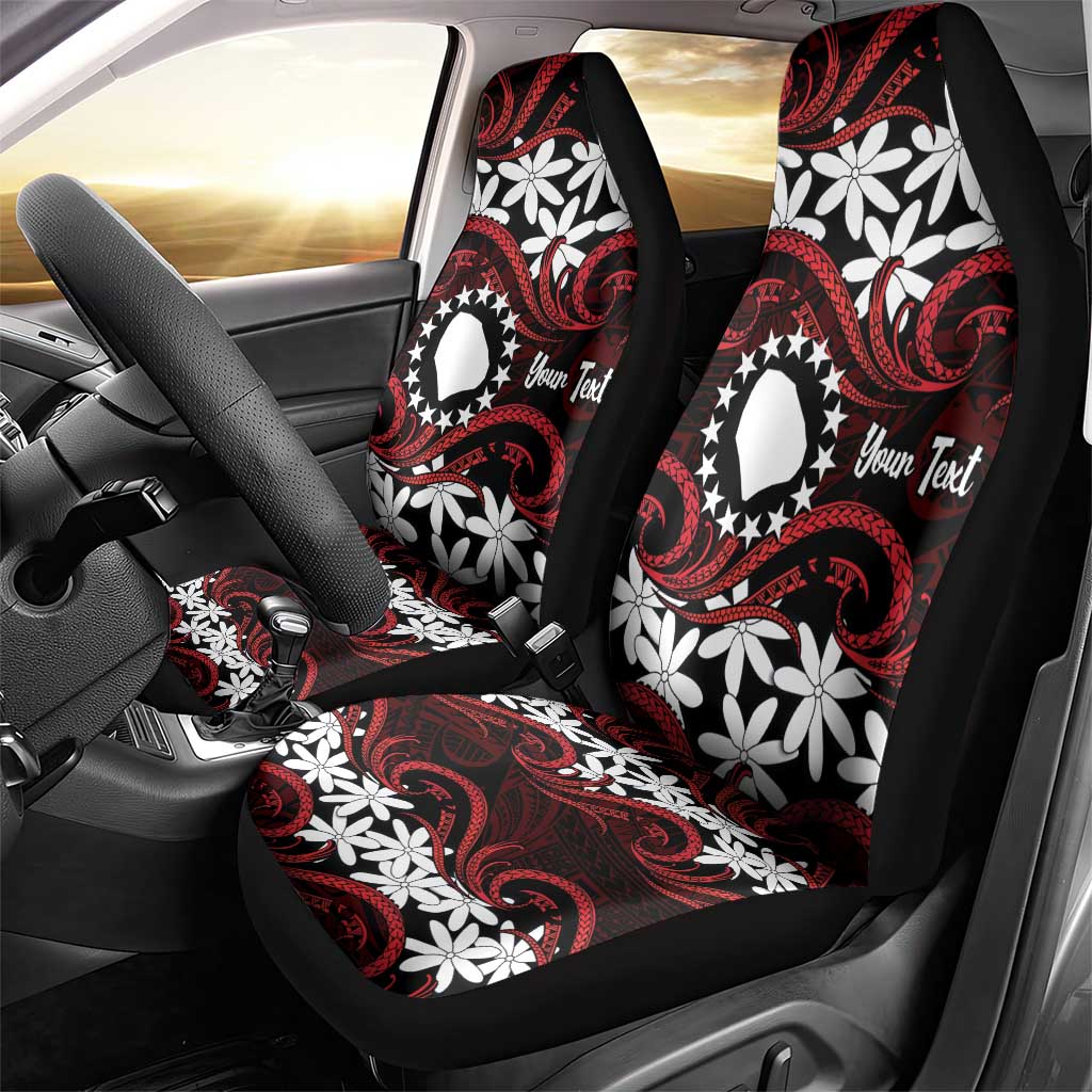 Personalised Cook Islands Atiu Enuamanu Car Seat Cover Tiare Maori Polynesian Waves Tattoo LT14 - Polynesian Pride