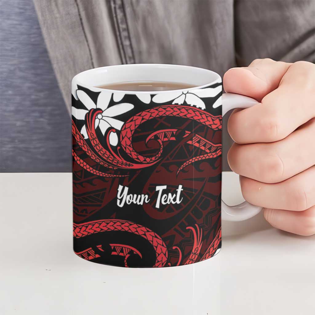 Personalised Cook Islands Atiu Enuamanu Ceramic Mug Tiare Maori Polynesian Waves Tattoo