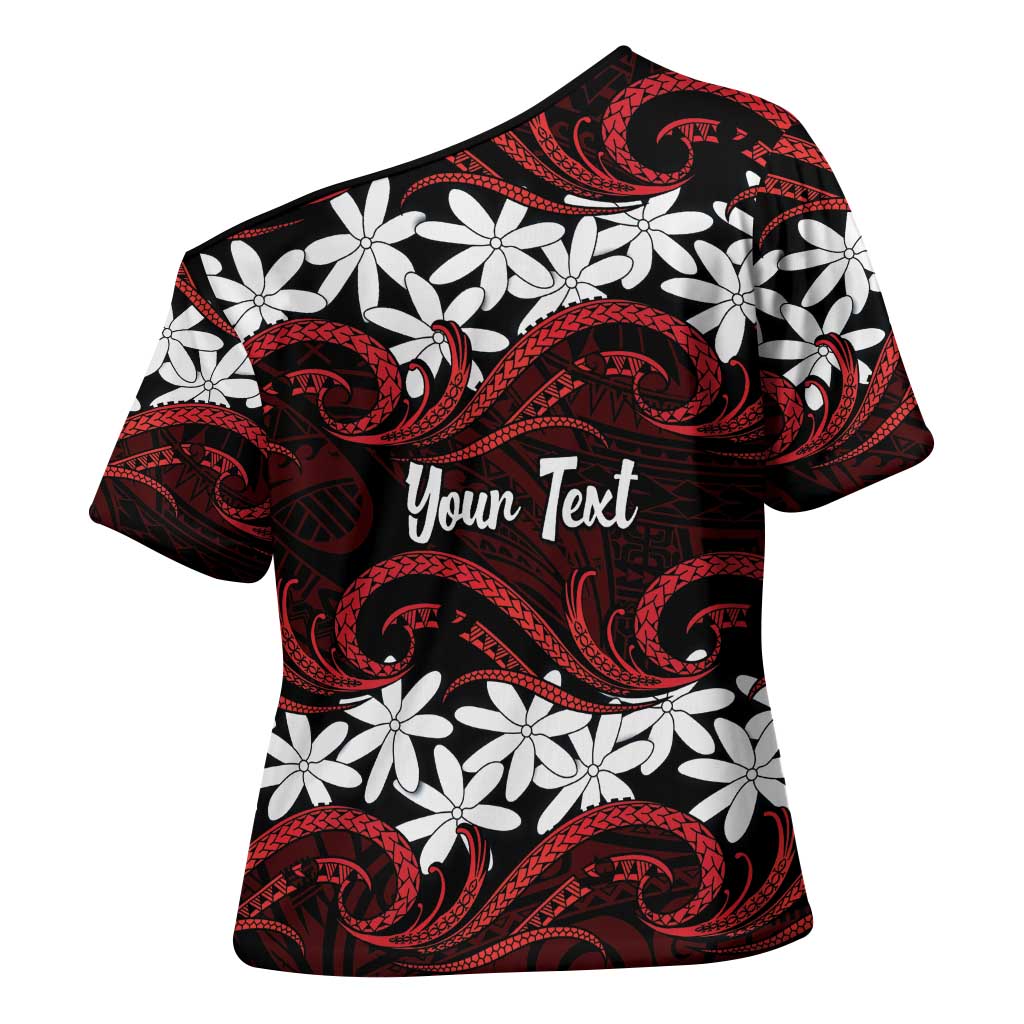 Personalised Cook Islands Atiu Enuamanu Cross Shoulder Shirt Tiare Maori Polynesian Waves Tattoo LT14 - Polynesian Pride