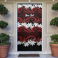 Personalised Cook Islands Atiu Enuamanu Door Cover Tiare Maori Polynesian Waves Tattoo LT14 Red - Polynesian Pride