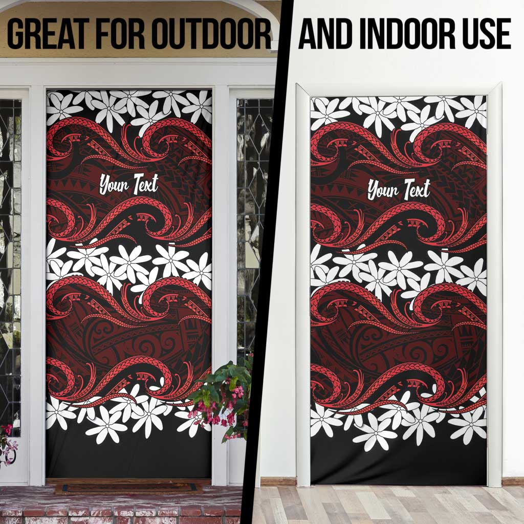 Personalised Cook Islands Atiu Enuamanu Door Cover Tiare Maori Polynesian Waves Tattoo LT14 - Polynesian Pride
