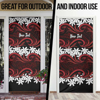 Personalised Cook Islands Atiu Enuamanu Door Cover Tiare Maori Polynesian Waves Tattoo LT14 - Polynesian Pride