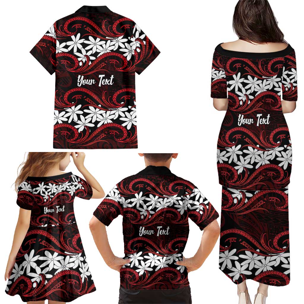 Personalised Cook Islands Atiu Enuamanu Family Matching Puletasi and Hawaiian Shirt Tiare Maori Polynesian Waves Tattoo LT14 - Polynesian Pride