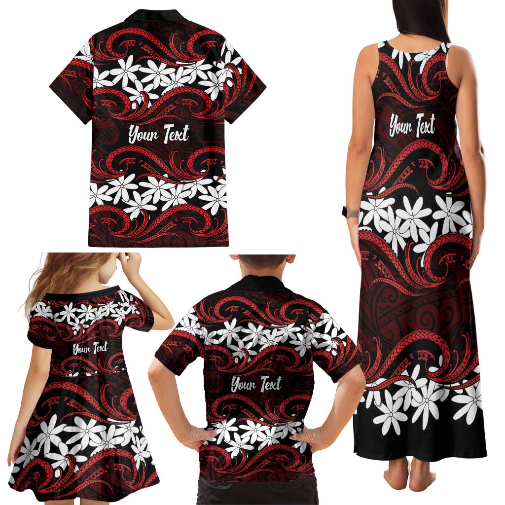 Personalised Cook Islands Atiu Enuamanu Family Matching Tank Maxi Dress and Hawaiian Shirt Tiare Maori Polynesian Waves Tattoo LT14 - Polynesian Pride