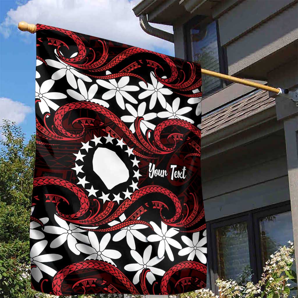 Personalised Cook Islands Atiu Enuamanu Garden Flag Tiare Maori Polynesian Waves Tattoo