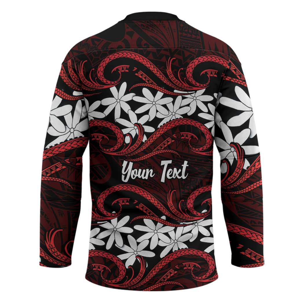 Personalised Cook Islands Atiu Enuamanu Hockey Jersey Tiare Maori Polynesian Waves Tattoo LT14 - Polynesian Pride