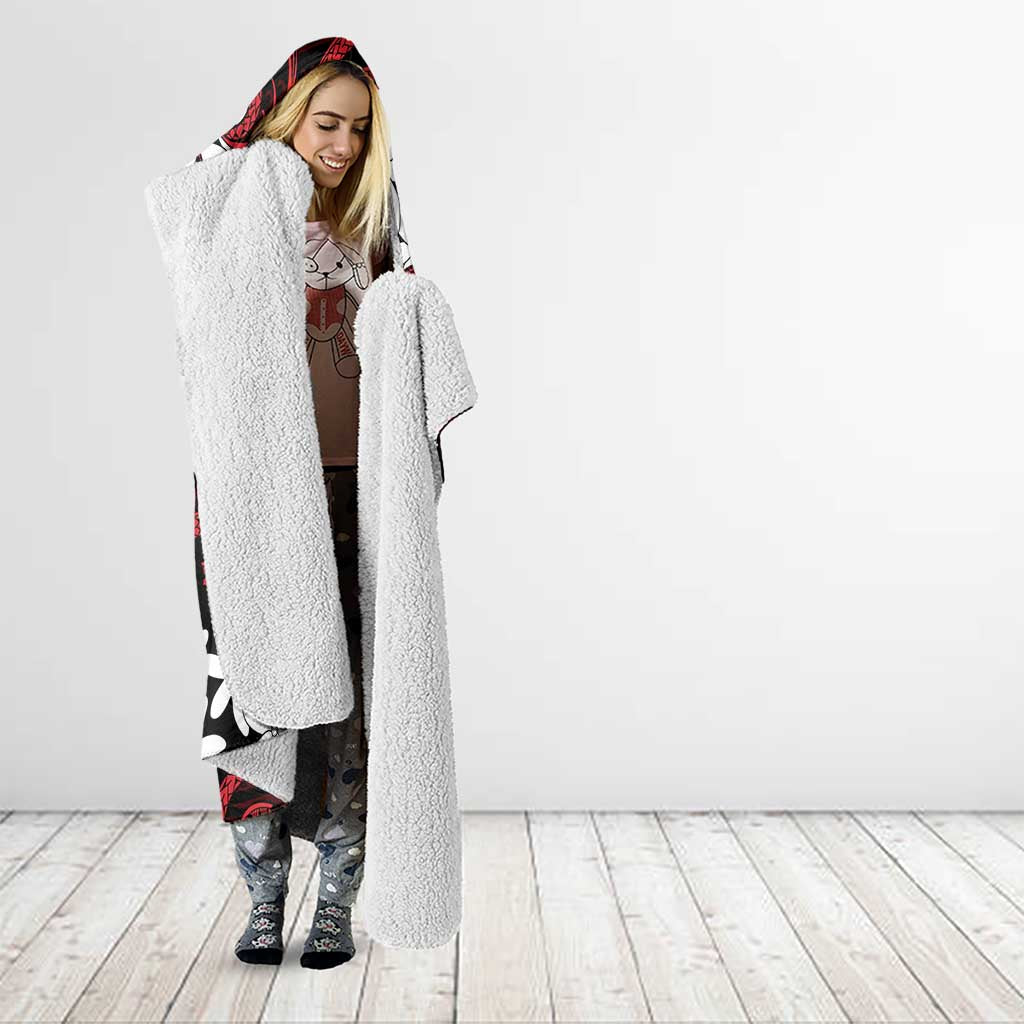 Personalised Cook Islands Atiu Enuamanu Hooded Blanket Tiare Maori Polynesian Waves Tattoo