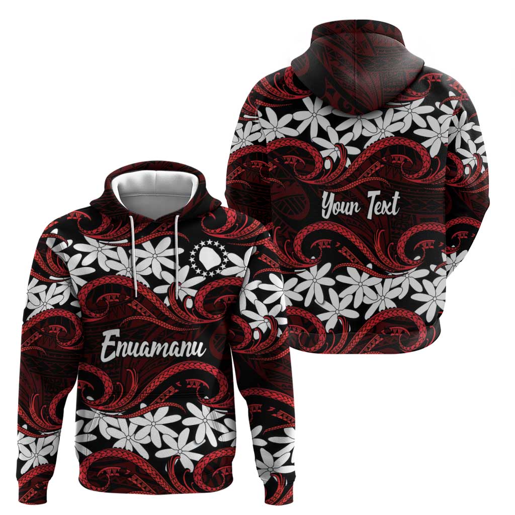 Personalised Cook Islands Atiu Enuamanu Hoodie Tiare Maori Polynesian Waves Tattoo LT14 - Polynesian Pride