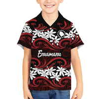 Personalised Cook Islands Atiu Enuamanu Kid Hawaiian Shirt Tiare Maori Polynesian Waves Tattoo LT14 Kid Red - Polynesian Pride